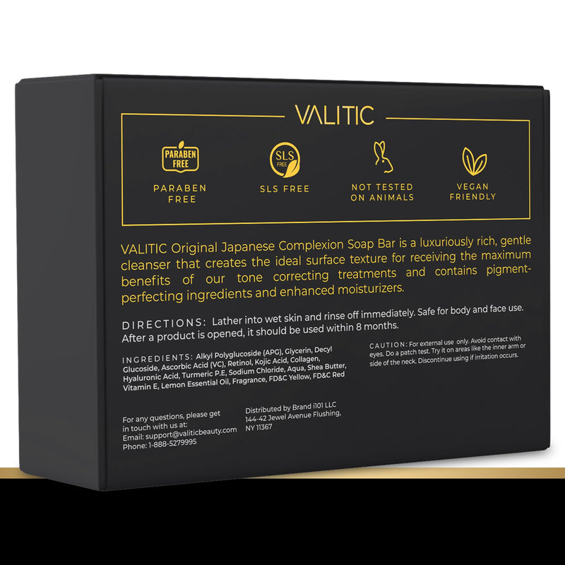 VALITIC Brightening Lemon & Turmeric Kojic Acid Soap with Vitamin C, Retinol, Collagen - Original Japanese Complex Infused with Hyaluronic Acid, Vitamin E, Shea Butter - Dark Spot Corrector (5 Pack) 5 Pack