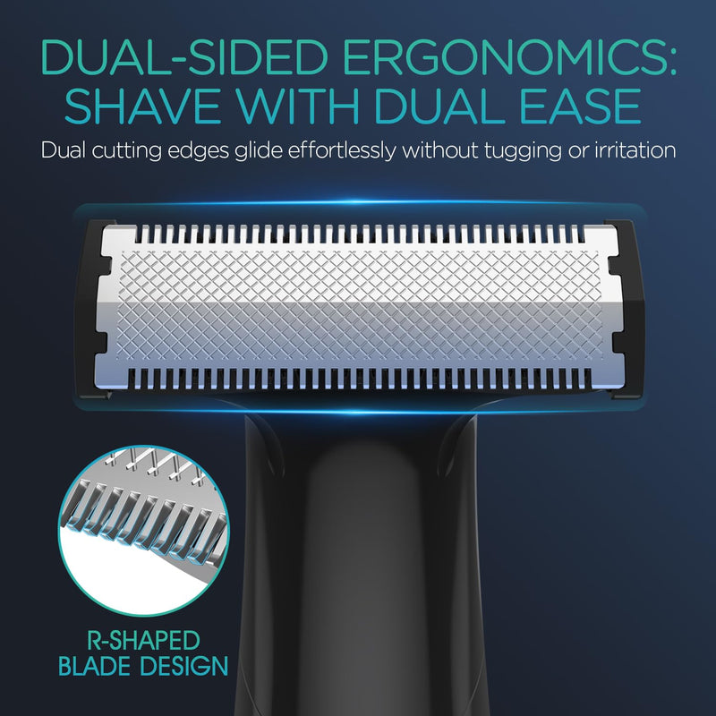 VOYOR Beard Trimmer for Men Electric Razor, Nose Face Body Hair Trimmer with Adjustable Length Combs All in 1 Rechargeable Mens Grooming Kit Cordless Electric Shaver Wet/Dry TX510 (Blue) Blue