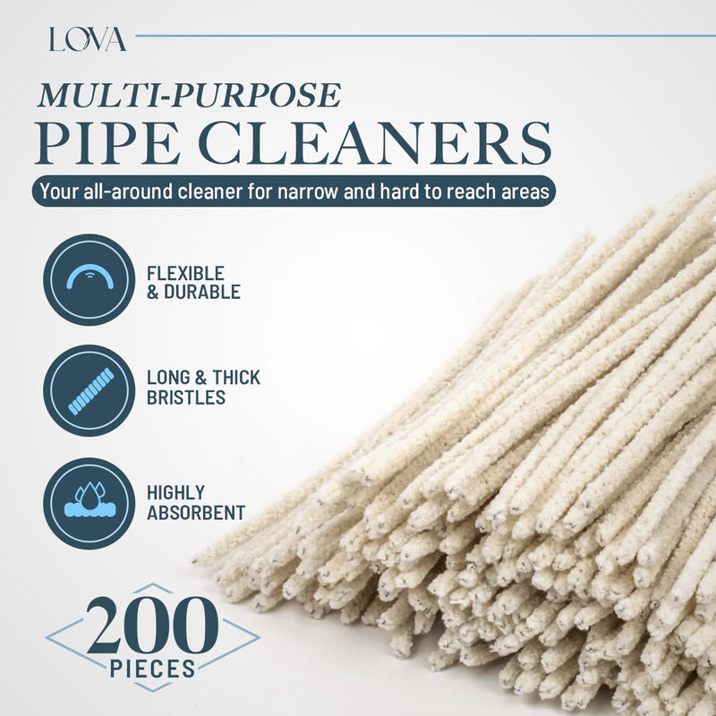 [Australia] - Lova Pipe Cleaners Bulk (200 Hard Bristle) Easily Cleans and Craft! Arts and Crafts, Glass and Pipe, Glass Pipe Cleaner, Pipe Cleaner for Cleaning, Glass Pipes, Pipecleaners 200 Hard 