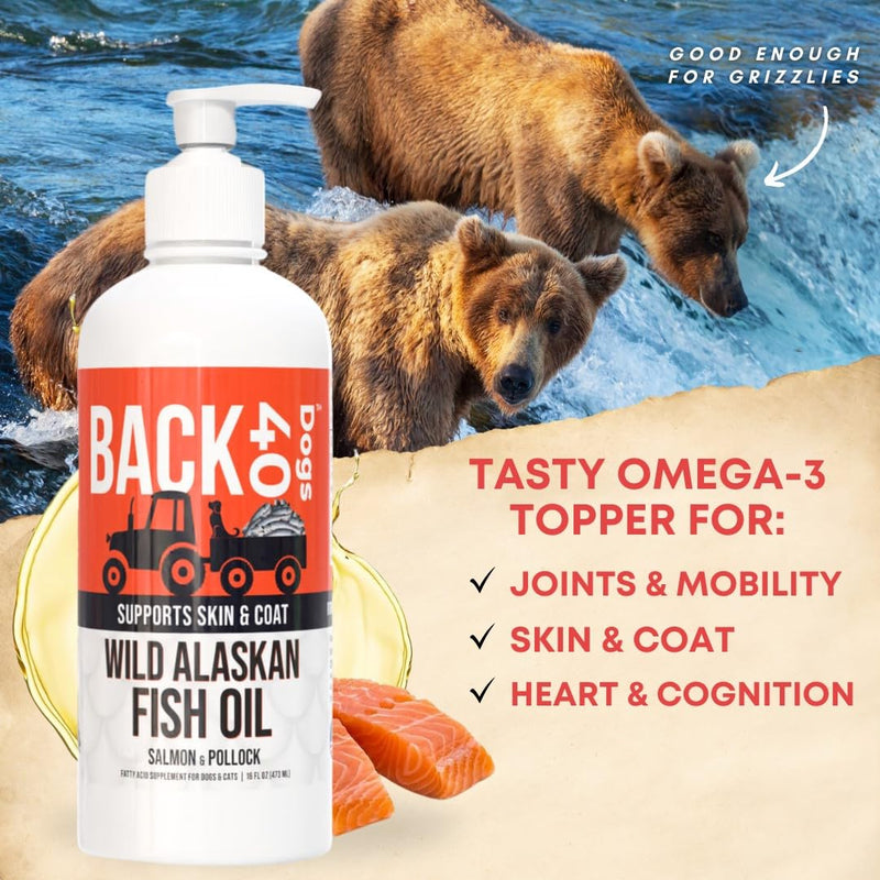 Wild Alaskan Fish Oil for Dogs, Skin and Coat Supplement for Dogs & Cats, Omega-3-Rich Salmon and Pollock Oil, EPA & DHA Dog Salmon Oil for Brain, Heart, and Joints 16 fl oz (473 ml) 16 Ounces - PawsPlanet Australia
