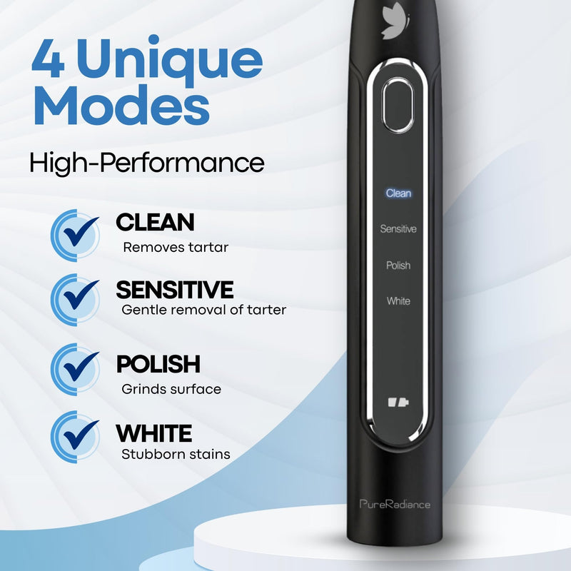 LED Whitening Electric Toothbrush – Waterproof, Sonic Brush with 6 LED Lights for Whitening, Soft Bristles, Rechargeable, Travel Case Included – Ideal Electric Toothbrush for Adults White Electric Toothbrush