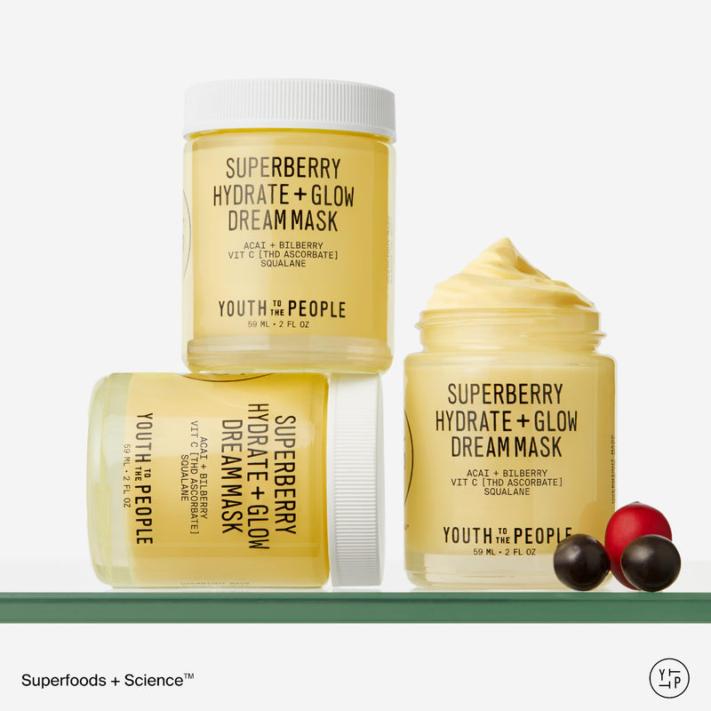 Youth To The People Superberry Dream Mask - Hydrate + Glow Face Moisturizer | Vitamin C Brightening Night Cream - Antioxidant-Rich Hydration, Radiant Glow, For Dry/Dull Skin, Uneven Tone, Non-comedogenic 2 Ounce