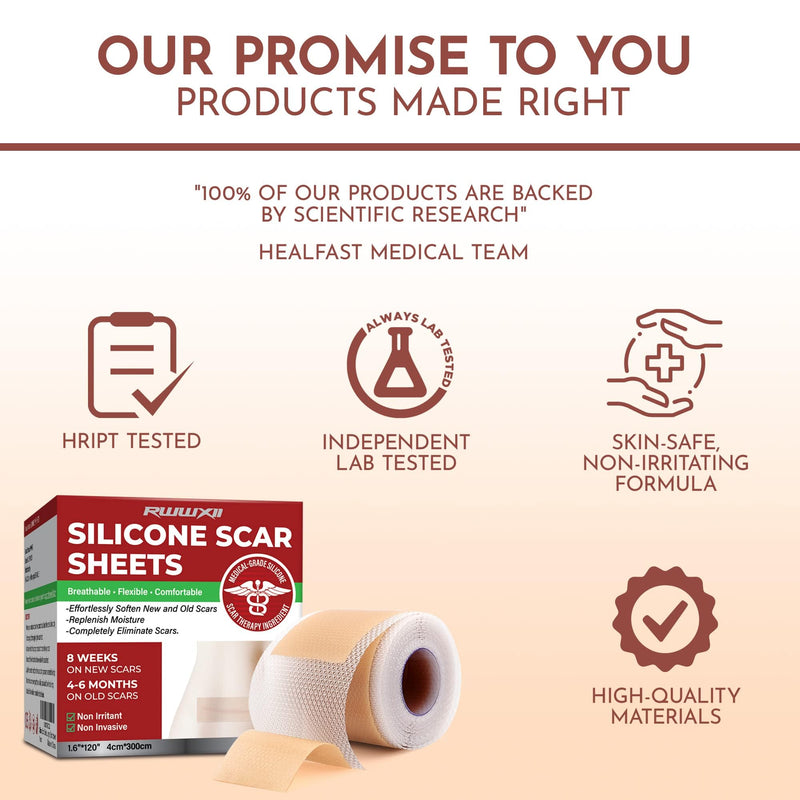[Australia] - Silicone Scar Sheets - Silicone Scar Tape (1.6"x 120" Roll-3M) - keloid bump removal - Reusable And Effective Scar Removal Strips - Silicone Tape for Scars, Keloid, C-Section, Acne et 