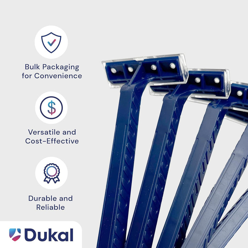 [Australia] - Dukal DawnMist Twin-Blade Disposable Razor, Blue Handle – Bulk Pack of 100, Precision Shave for Smooth & Comfortable Grooming 