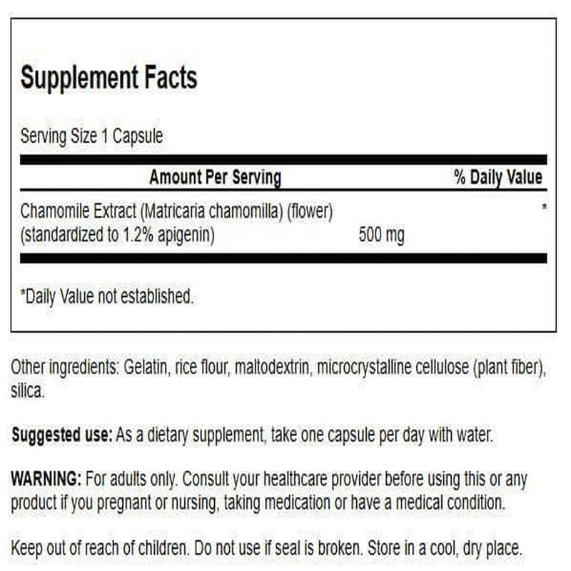 [Australia] - Swanson Chamomile Flower Extract 500 Milligrams Standardized to 1.2% Apigenin 6 mg per Capsule 60 Capsules 