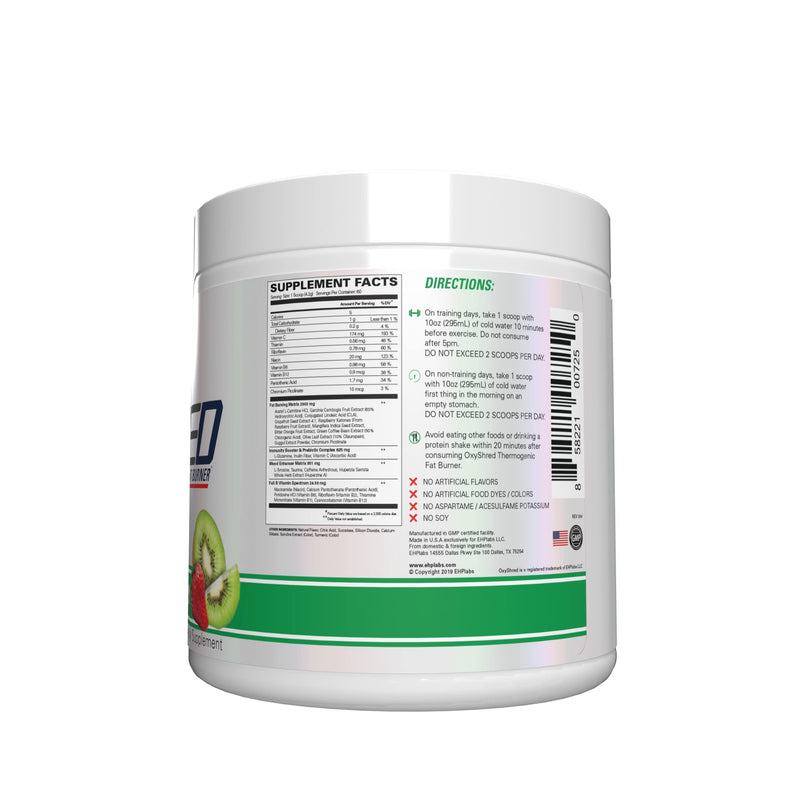 [Australia] - EHP Labs OxyShred Pre Workout Powder - Preworkout Powder with L Glutamine & Acetyl L Carnitine, Energy Boost Drink - Kiwi Strawberry, 60 Servings 