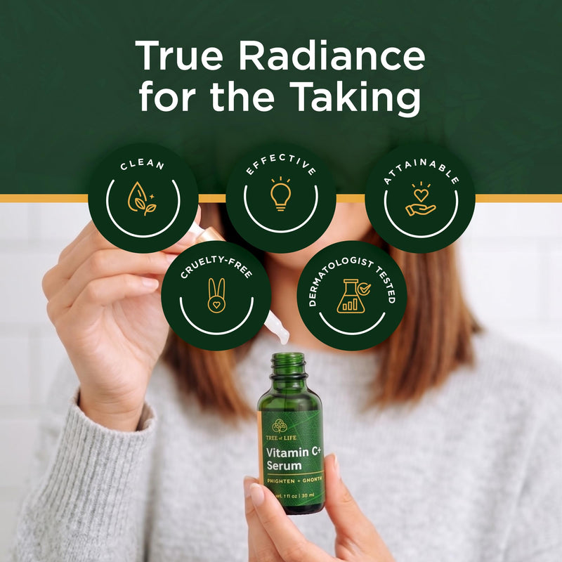 Tree of Life Vitamin C+ Serum for Face, Dark Spots Remover Face Oil, 1Fl Oz | Brightening 20% Vitamin C+ serum for face. Higher concentration face oil that targets dark spots and fine lines 1 Fl Oz (Pack of 1) 01. Vitamin C+