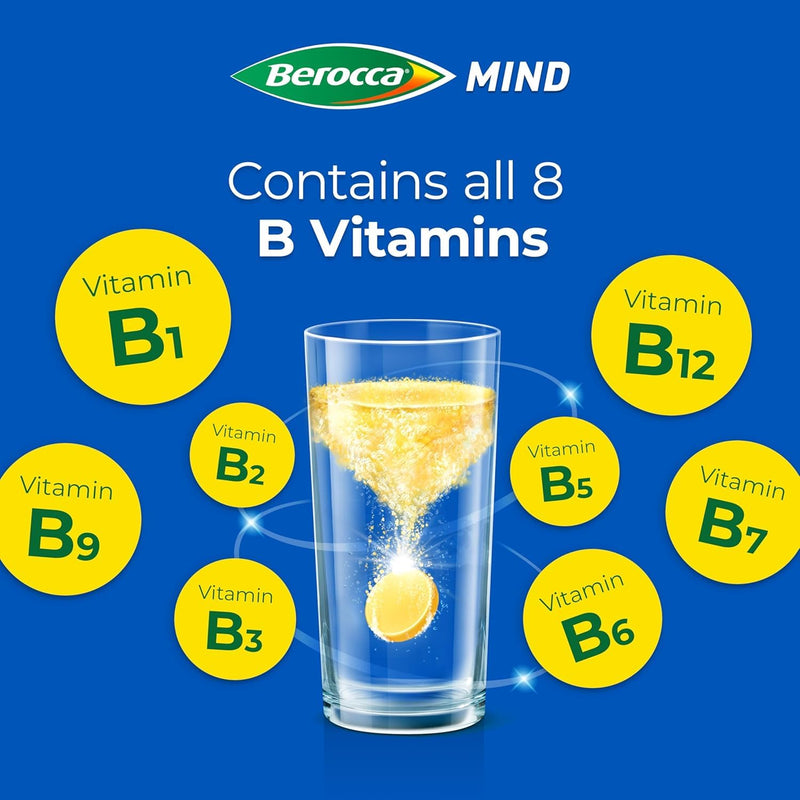 Berocca Mind Effervescent Tablets Including B Vitamins, with Spanish Sage to Support Memory and Mental Performance - 15 Tablets x 4 Pack - Citrus Flavour 1 count (Pack of 60)