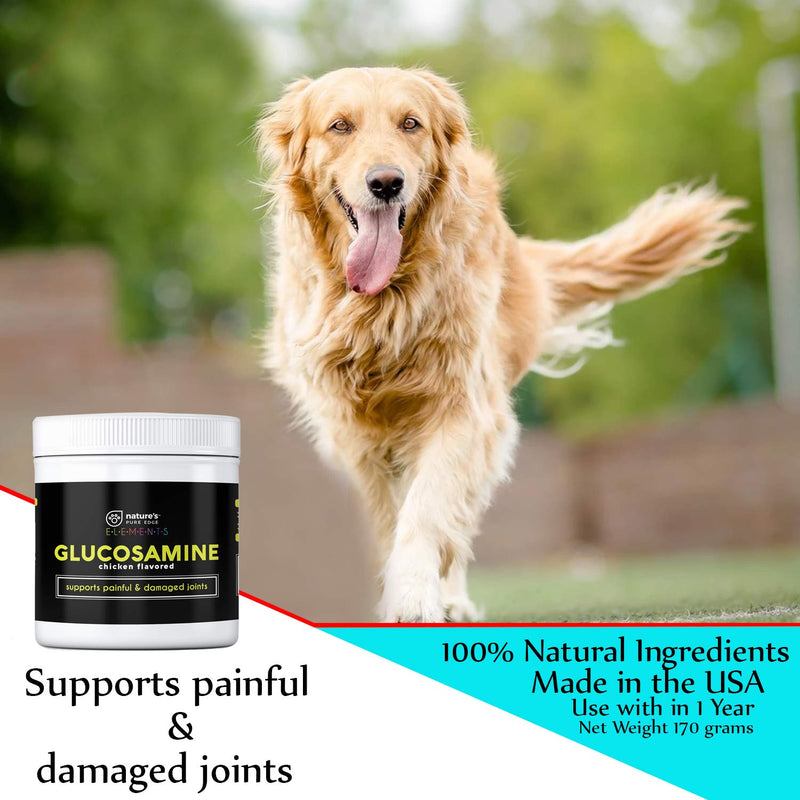 Nature's Pure Edge Original Extra Strength Glucosamine Dog and Cat Supplement Flavored with Real Chicken. Treats Painful and Damaged Joints. 170 gram Jar. - PawsPlanet Australia