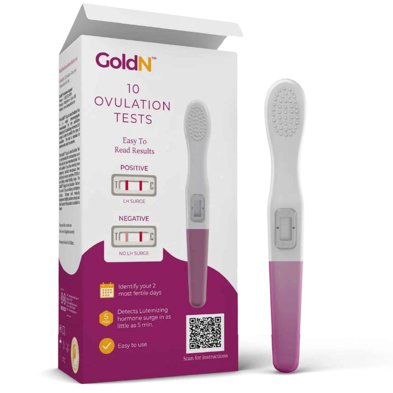 GoldN™ Easy to Use Ovulation Test Predictor Kit 10 Count | Midstream LH Surge Fertility Test | Easy At-Home Tracker | Fast 5-Minute Results | Hygienic, Mess-Free, Accurate Trying To Conceive (TTC) Aid