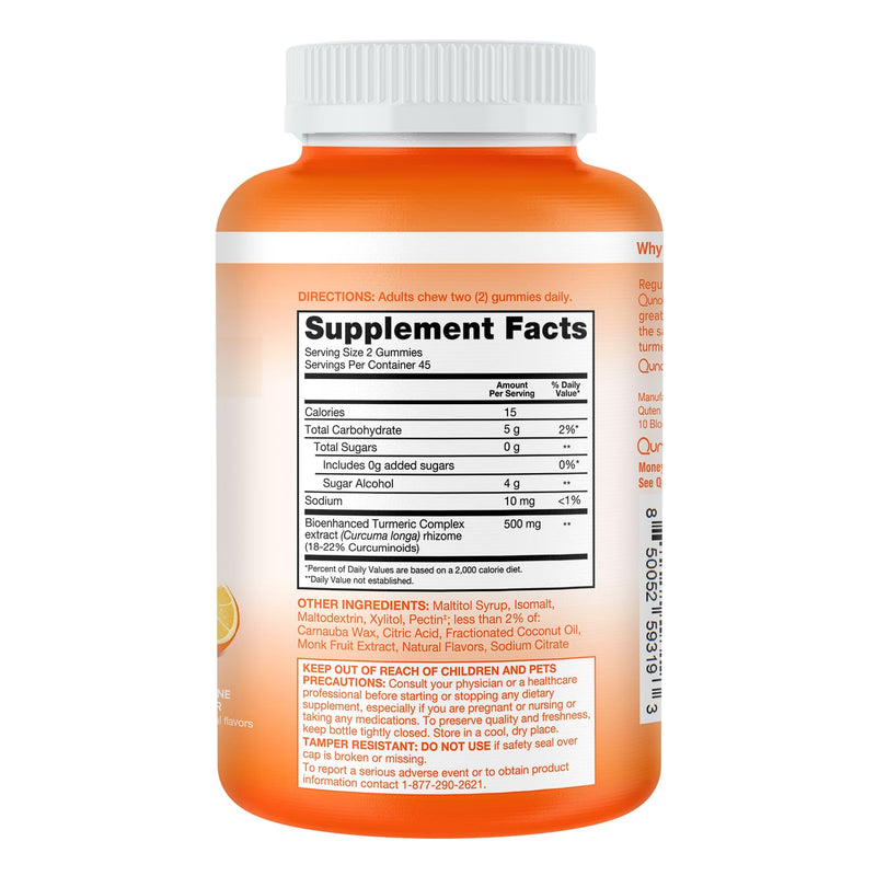 [Australia] - Qunol Zero Sugar Turmeric Gummies, Gummy with 500mg Turmeric Curcumin, Joint Support Supplement, Ultra High Absorption Tumeric Curcumin, Vegetarian, Gluten Free, 90 Count 90 Count (Pack of 1) 