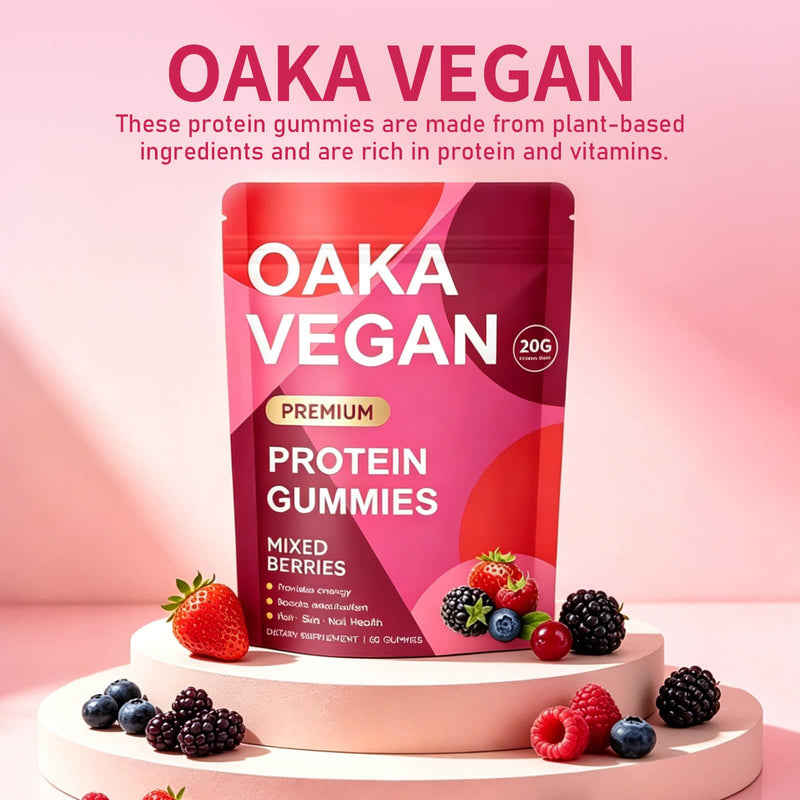 Protein Gummies for Women & Men, 20g Protein per Serving, Supports Healthy Hair Skin Nails & Energy, Vegan, Zero Sugar, Mixed Berries Flavor, 60 Gummies