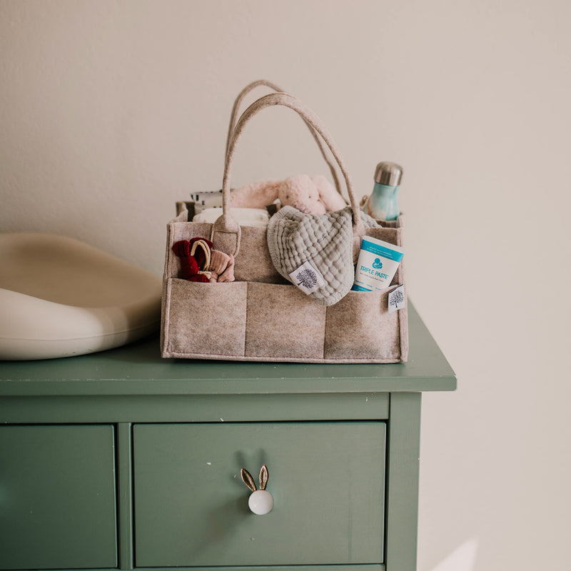 [Australia] - Parker Baby Diaper Caddy - Nursery Storage Bin and Car Organizer for Diapers and Baby Wipes (Oatmeal, Large) Oatmeal 