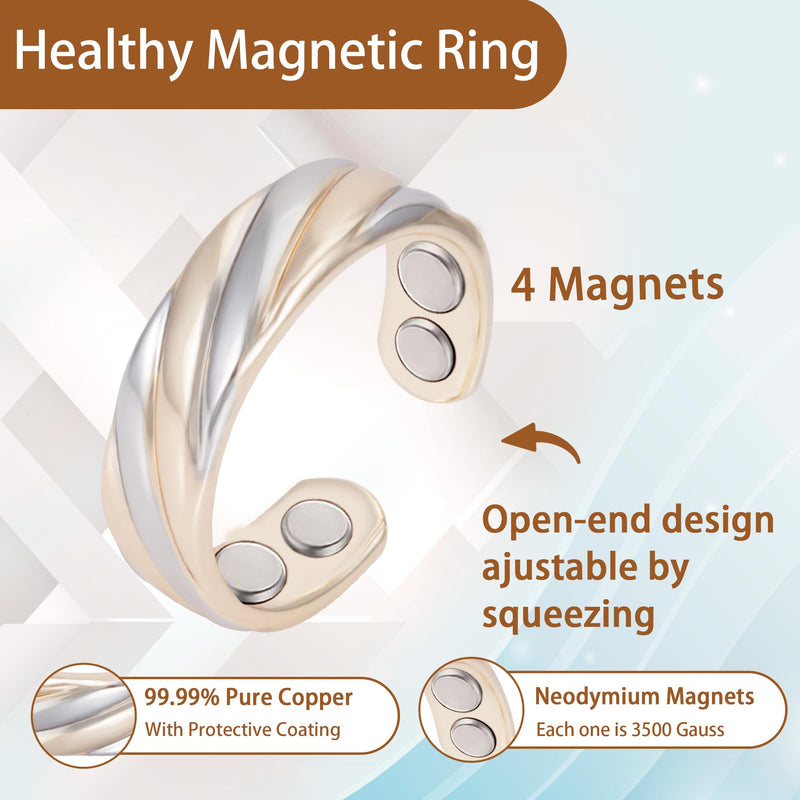 [Australia] - Pure Copper Ring for Women, Magnetic Rings with 3500 Gauss Magnet 