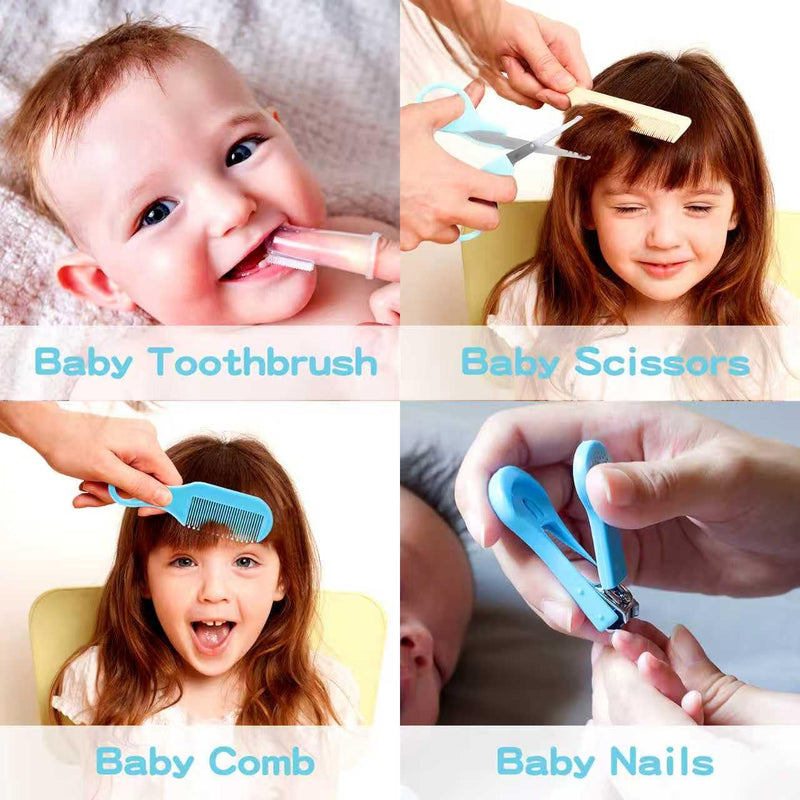 [Australia] - Baby Grooming Kit, Infant Safety Care Set with Hair Brush Comb Nail Clipper Nasal Aspirator,Baby Essentials Kit for Newborn Girls Boys Blue 18 in 1 