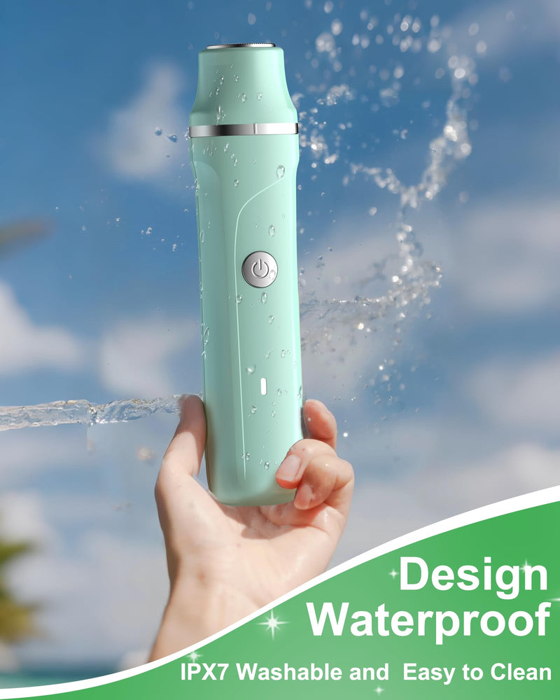 [Australia] - Electric Shaver for Women,3-in-1 Bikini Trimmer for Women & Body Shaver, IPX7 Waterproof,Hypoallergenic Ceramic Blades,USB-C Fast Charging,Travel Trimmer for Face, Legs,Bikini Line & Foil,Green Green 