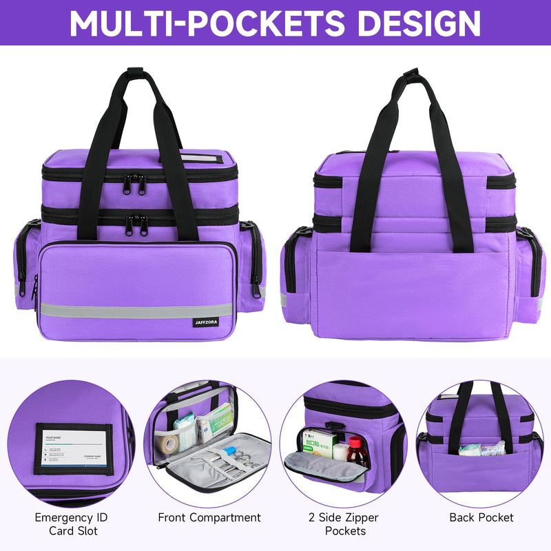 Large Pill Bottle Organizer,Double Layer Medicine Bag with Lockable Zippers | Medication Travel Bag with Shoulder Strap for Prescription Bottles, Vitamins & Medical Supplies, Purple (Bag Only) 2 LAYERS