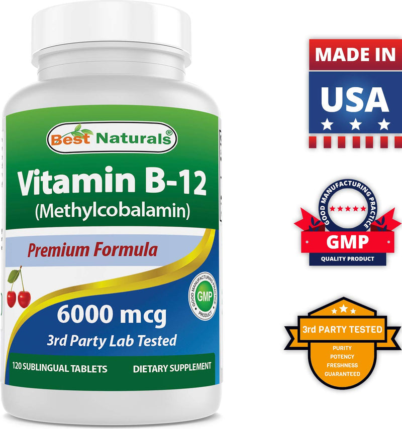 Best Naturals Vitamin B12 6000 mcg & Vitamin K2 (MK7) with D3