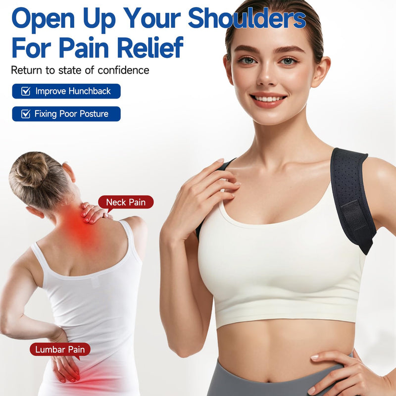 Back Posture Corrector for Men Women, Invisible Back Brace Shoulder Straightener for Neck Shoulder & Upper Back Pain Relief, (Chest Size 27"-38") Medium (Chest Size 27"-38") Blue 1