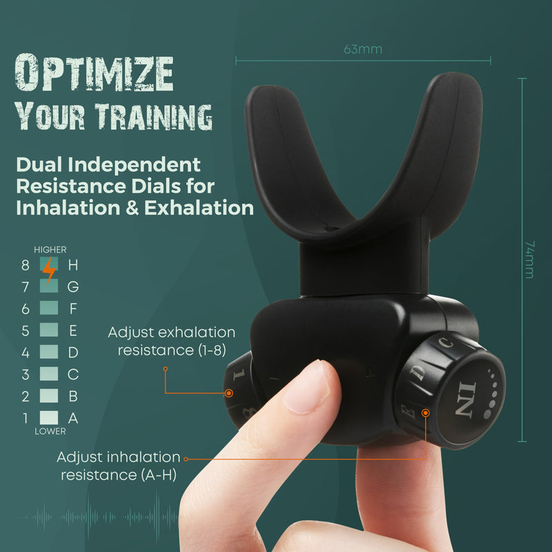 [Australia] - Breathing Trainer | Premium Silicone Trainer | Boost Breathing Patterns | Adjustable Resistance Levels | Compact, Portable, and Easy to Maintain (Black) 