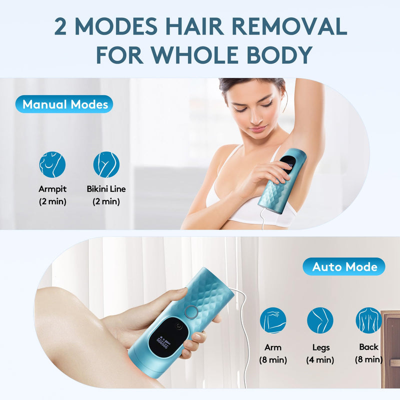 [Australia] - Laser Hair Removal for Women and Men - Permanent Painless Ice Cooling IPL Device Remover Machine with Shaver, Goggles, 999,999 Flashes for Body and Face, Corded Green 