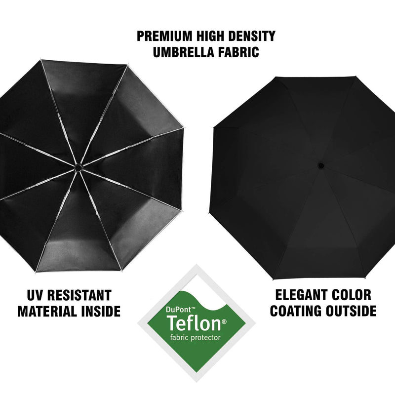 NEW 2 PCS Windproof Strong Umbrellas for Rain Compact Black Umbrella and Grey Premium Umbrella for Women and Men Automatic Open Close Umbrella Folding Sun Umbrella UV Protection - Bundle