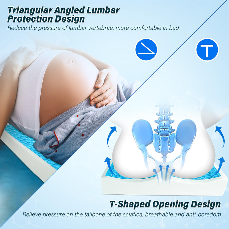 [Australia] - Bed Sore Cushion for Butt, Breathe Freely Fiber Anti Bed Sore Cushion, Bedsore Cushions, Gel Memory Foam T Shaped Opening, Butt Support Pillow for Bedridden, Post-Operative, Sedentary Office Blue 