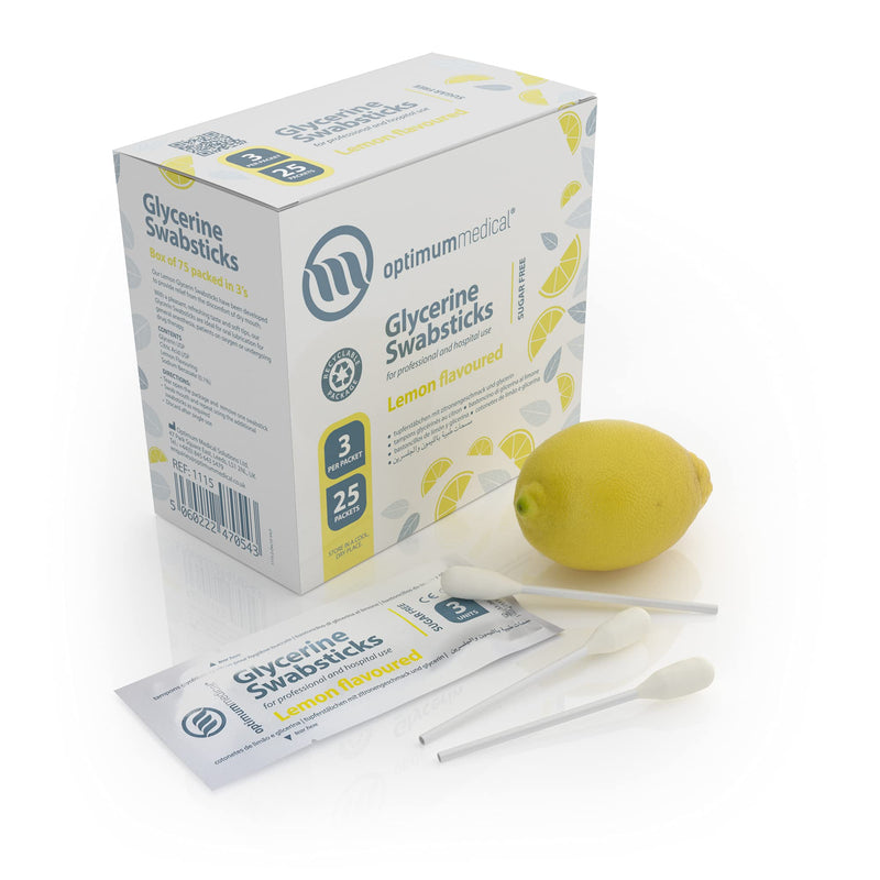 [Australia] - OPTIMUM MEDICAL Glycerin Swabsticks (x75) ‚Äì Lemon Flavour Pleasant Tasting Sugar Free Swab Sticks for Dry Mouth Relief (Lemon) 