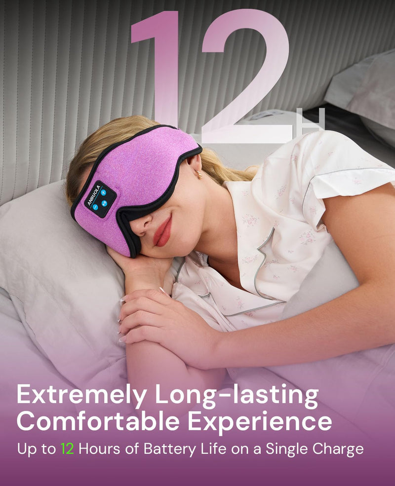 [Australia] - 3D Bluetooth Sleep Mask & Wireless Headphones for Side Sleepers, Comfortable Eye Mask for Sleeping, Meditation & Relaxation, Idea Gift for Men Women Grapepurple 