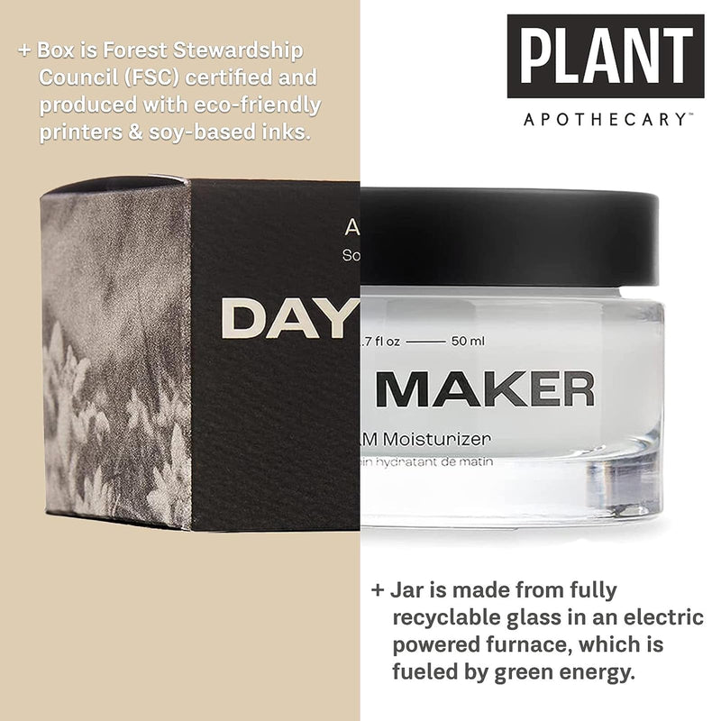 Plant Apothecary Day Maker Daily Moisturizer with Vitamin E, Edelweiss, Watermelon, Apple, Lentil Fruit Extract - Retain Skin Moisture - Hydrating Facial Cream for Men and Women - 1.7 fl oz