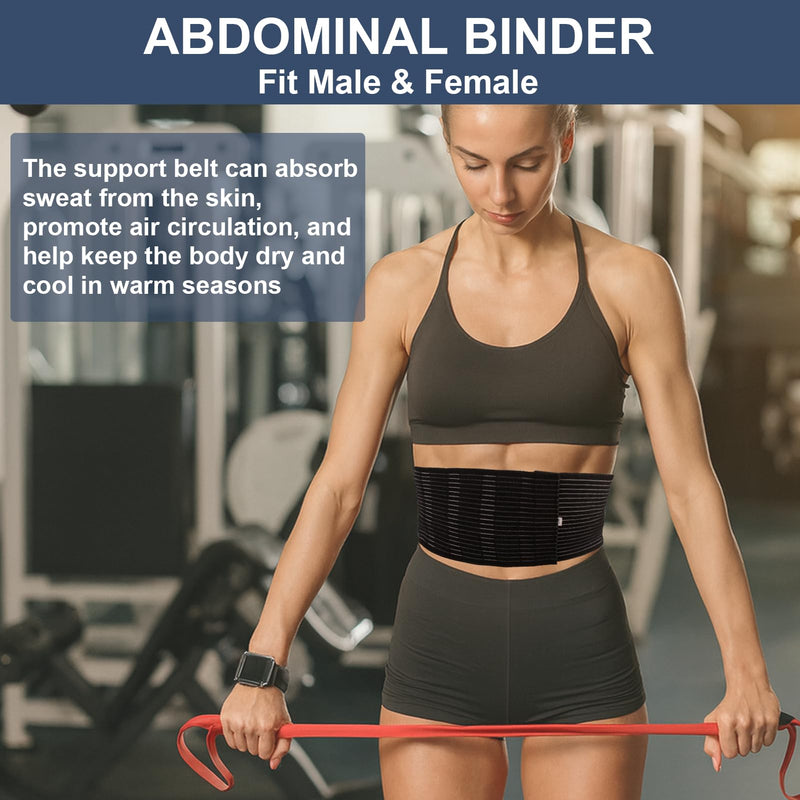 [Australia] - Umbilical Hernia Belt for Men & Women, Abdominal Support Binder with Hernia Support Pad, Adjustable Truss Support, Black, L Large 