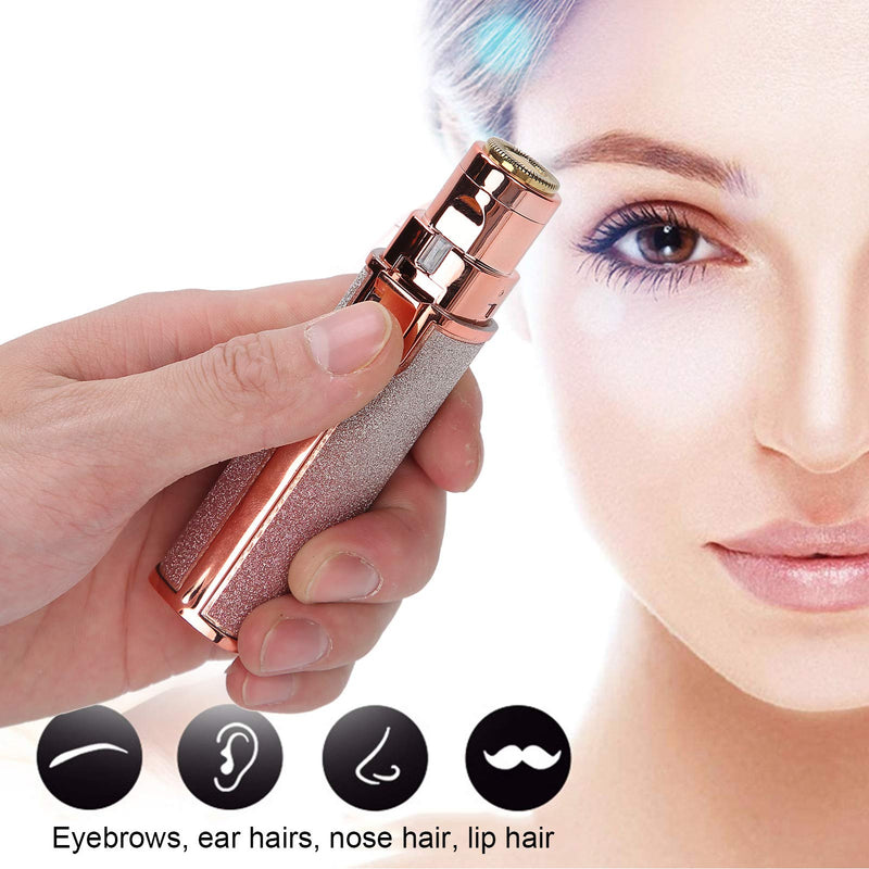 [Australia] - Rechargeable Facial Hair Removal Eyebrow Trimmer 2 in 1, Portable Epilators Hair Removal with Built-in LED Light, Painless Hair Removal Device for Face Eyebrows Lips Chin Body 