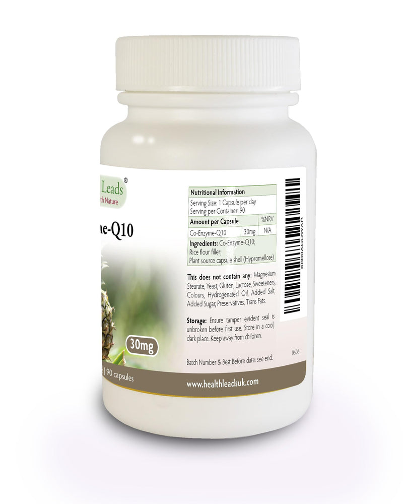Coenzyme Q10 (CoQ10) 30mg x 90 Capsules (No Magnesium Stearate)