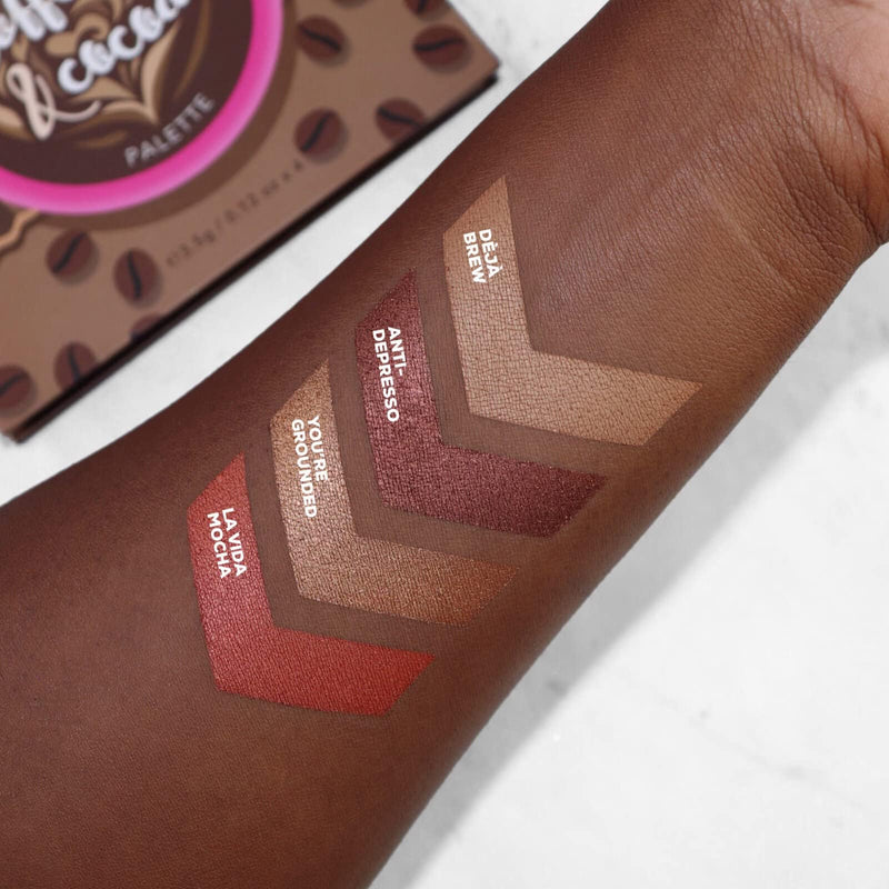 [Australia] - Beauty Bakerie Coffee & Cocoa Palette, Versatile Blush and Bronzer Powder Palette for Every Skin Tone, Creamy Satin Finish, 4 Sugary Shades, Highlight, Contour, Blush Kit for Women 