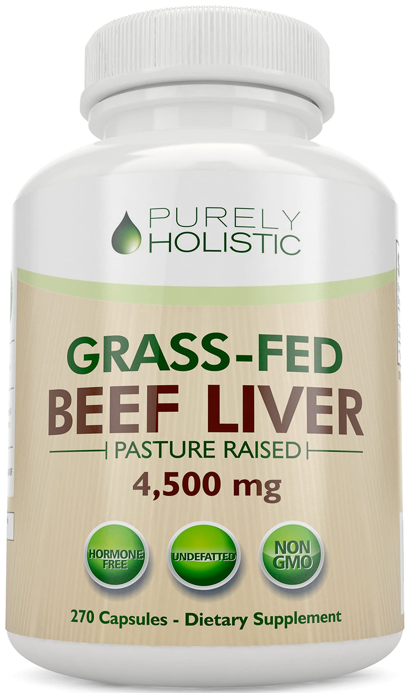 [Australia] - Grass Fed Beef Liver Capsules 4500mg - 270 Capsules, 750mg Each - Grassfed Desiccated Liver Supplement - Pasture Raised in Argentina Non GMO Hormone Free Source of Heme Iron CoQ10 Vitamins A & B12 
