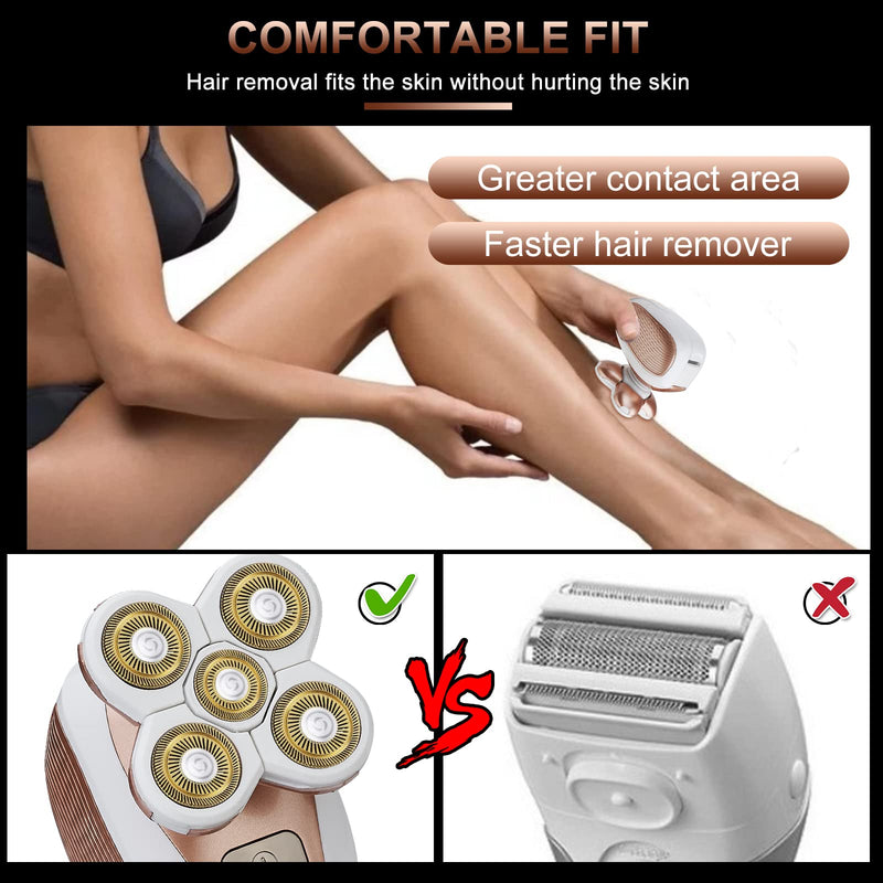 [Australia] - Electric-Razor-for-Women-Shaver Rechargeable Rotary Waterproof Painless Trimmer Cordless Hair Remover with Detachable Head Wet Dry Use for Womens Legs Face Lips Pubic Hairs Bikini Body 