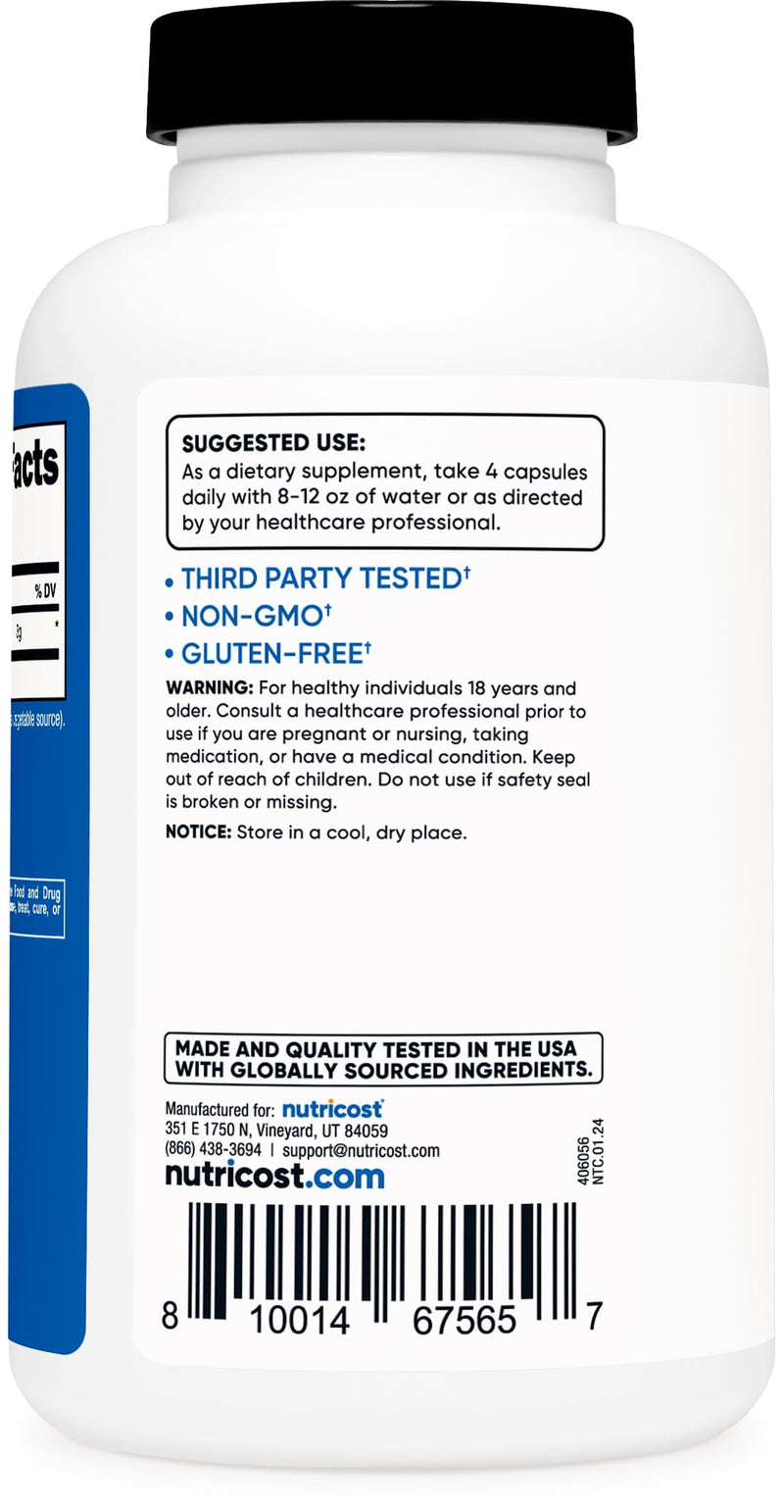 Nutricost Creatine Monohydrate 3,000mg, 180 Capsules (750mg Per Capsule) - Gluten Free, Non-GMO