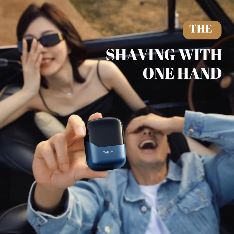 Electric Foil Shaver for Men: Portable Electric Razor for Beard/Face - 3 Floating Blade LED Display USB-C Fast Rechargeable - IPX7 Waterproof for Travel & Home - Blue