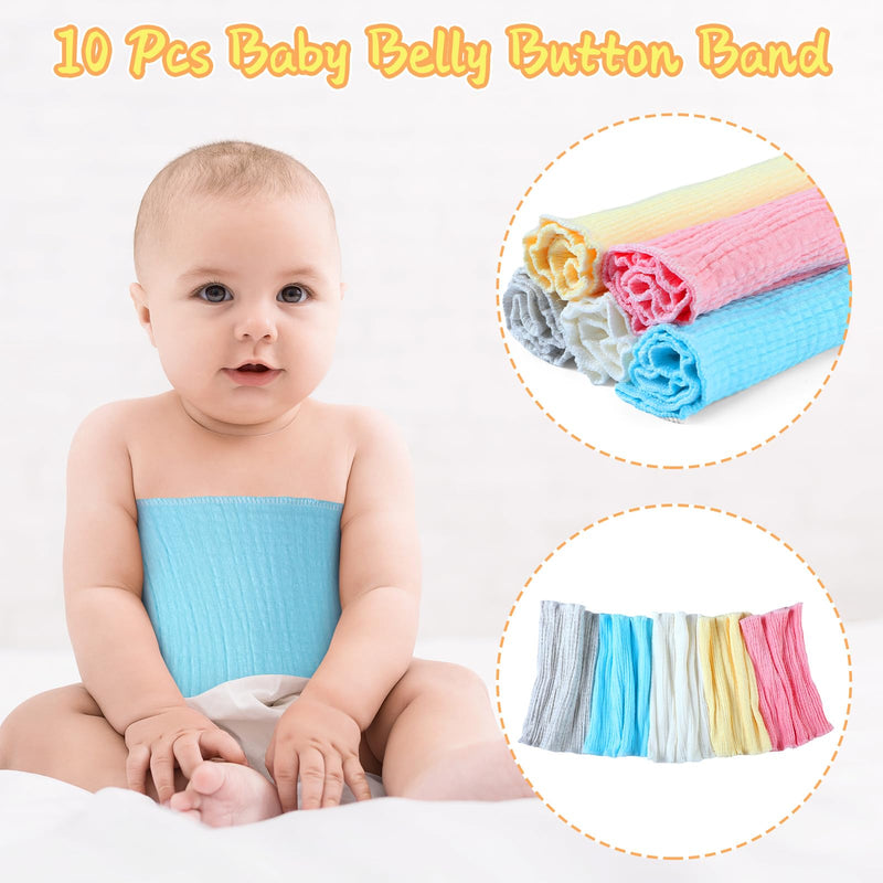 [Australia] - 10 Pcs Baby Belly Button Band Cotton Gtube Button Covers Double Layer Umbilical Hernias Truss Belt Belly Band for Baby Boys Girls 