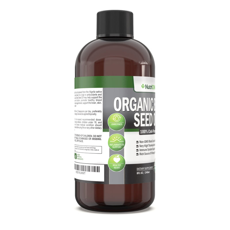 [Australia] - Organic Black Seed Oil - USDA Certified Organic Black Cumin Seed Oil Liquid – High Thymoquinone Content – Non-GMO and Cold-Pressed – Rich Source of Omega-6 & Omega-9 Fatty Acids - 8 Oz 