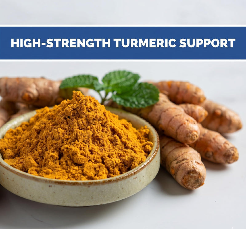 Woods Supplements - 10,000mg High Strength Turmeric 60x Vegan Curcumin Turmeric Extract Tablets. Pure Turmeric Powder Food Supplement for Joint Care and Digestion 60