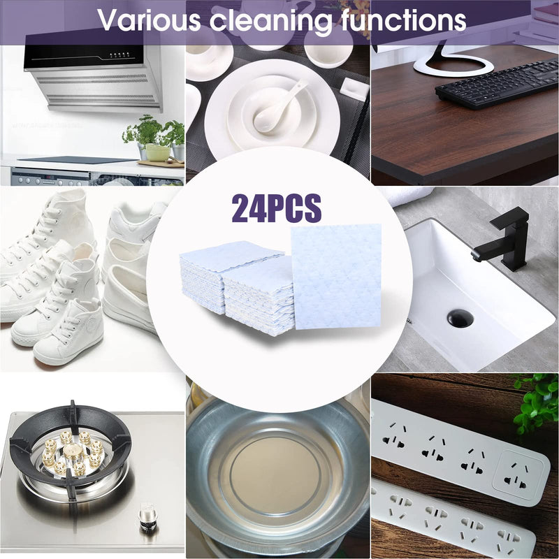 [Australia] - 24 Pack Light Scouring Pad with Foam, Triple Cleaning Scrub Pad Singles Heavy Duty Household Non-Scratch Abrasive Hand Pad Multi Surface Magic Sponge Eraser Sheets for Home Surfaces Indoor Cleaning 24 PCS 