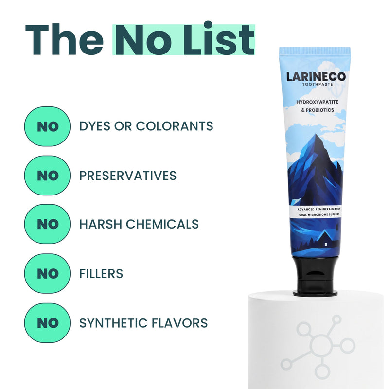 Larineco Nano Hydroxyapatite Toothpaste - Hydroxyapatite Remineralizing Toothpaste, Sulfate Free, Fluoride Enamel Support, Chamomile Myrrh Gum Care, Gentle Whitening, Sensitive Teeth, Mint, 4 fl oz
