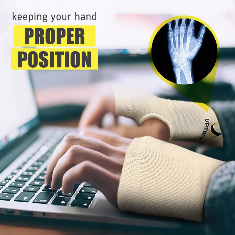 UptoFit- Copper Wrist Compression Sleeve, Hand Brace Wrist Support for Carpal Tunnel, Wrist Brace for Tendonitis, Breathable Copper Compression Sleeve, White/Skin in Large, Pack of 1 Skin/White Large (Pack of 1)