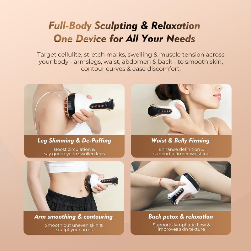 35-Speed 3-in-1 Microcurrent Lymphatic Drainage Massager for Legs Arms Belly, Body Sculpting Machine with Microcurrent, Cellulite Massage Tool,Light, Heat |Vibration, Promotes Circulation Skin Renewal