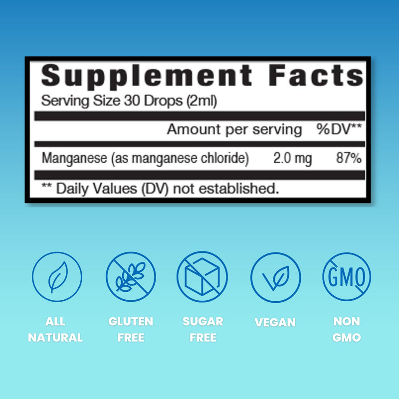 [Australia] - Eidon Ionic Minerals Liquid Manganese - Manganese Chloride Drops Supplement, Mineral Drops for Water, Supports Bone and Cartilage Health, Energy and Strength, Proper Digestive Tract Function, 2 oz 