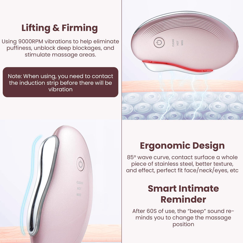 IeBilif Heat Electric Gua Sha Tool, Face Massager 4-in-1 Multiple Function Gua Sha Electric Massager for The Face and Neck