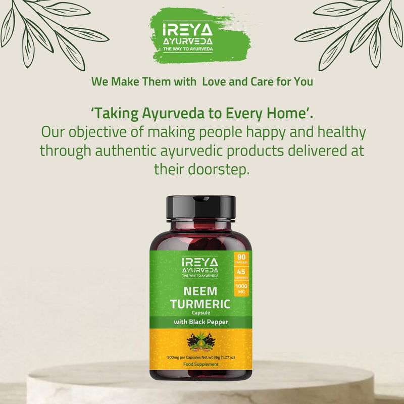 [Australia] - Neem & Turmeric Capsules | 90 Capsules Made Black Pepper, Neem, Turmeric 90 Count (Pack of 1) 