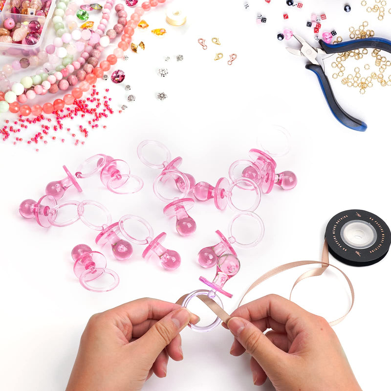 [Australia] - 50 Pieces 2.75 Inch Baby Pacifier Baby Shower Plastic Pacifier for Baby Shower Pacifier, Baby Shower Gender Show Party Decoration DIY Baby Shower Birthday Party Gift (Pink) Pink 