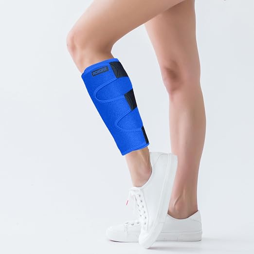 ROXOFIT Calf Brace for Torn Calf Muscle and Shin Splint Pain Relief - Adjustable Neoprene Compression Support Wrap for Lower Leg Tibia Injury, Strain, Tear - Runners Sleeve for Men and Women